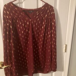 Papermoon Burgundy Blouse with Gold Accents